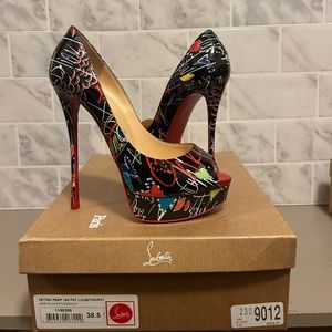 Fetish Peep 150 Pat Louboutons- Black Flamenco- Graffiti